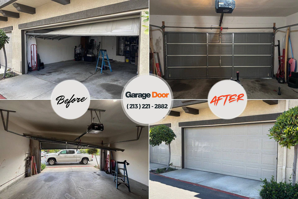 Before and after: garage door repair Lexington, MI